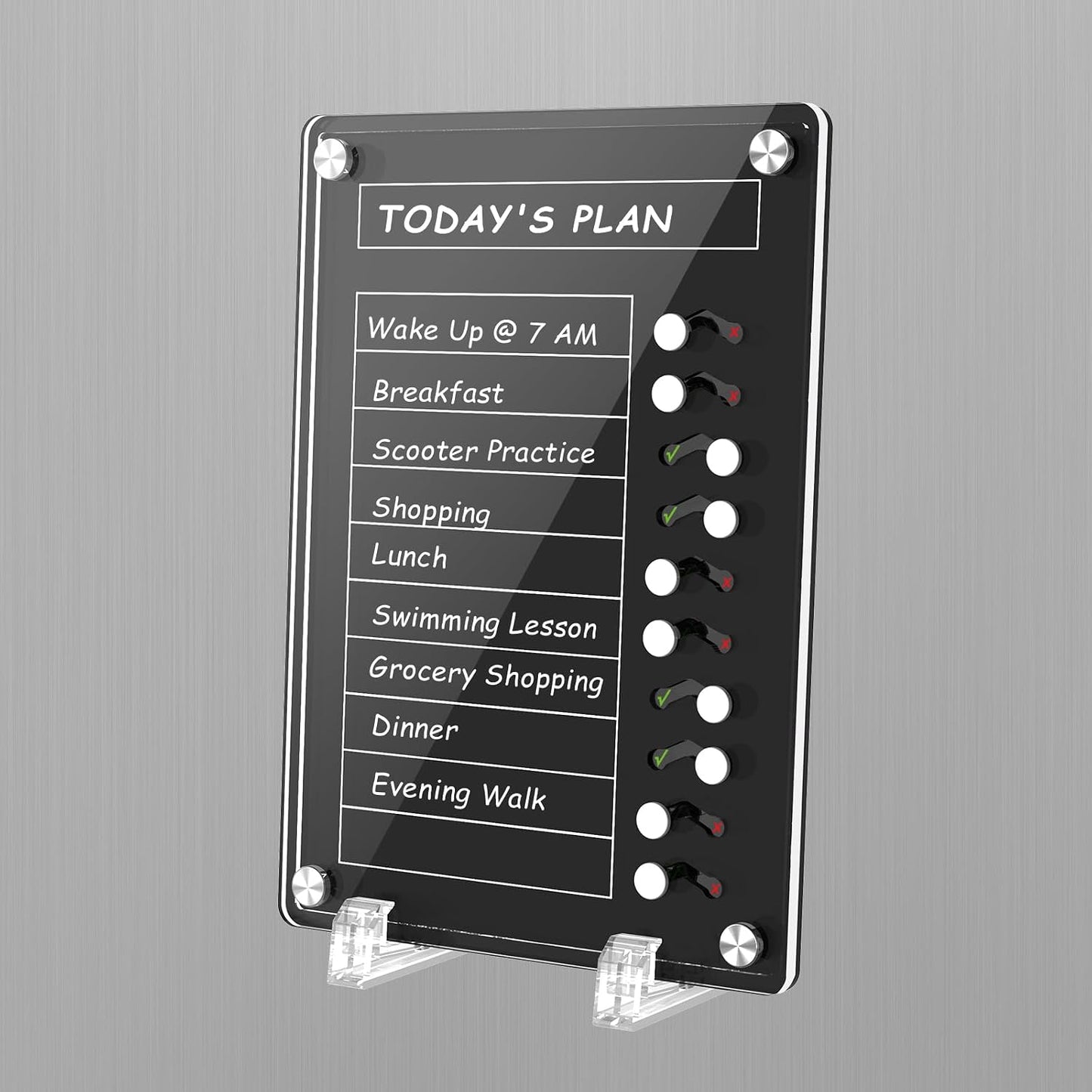 NiHome Acrylic Magnetic to Do List Planning Board with Sliders & Desktop Stand, Chore Chart for Kids & Adults, Checklist Routine Chart Task Board for Fridge & Desk, for Magnetic Metal Surfaces Only