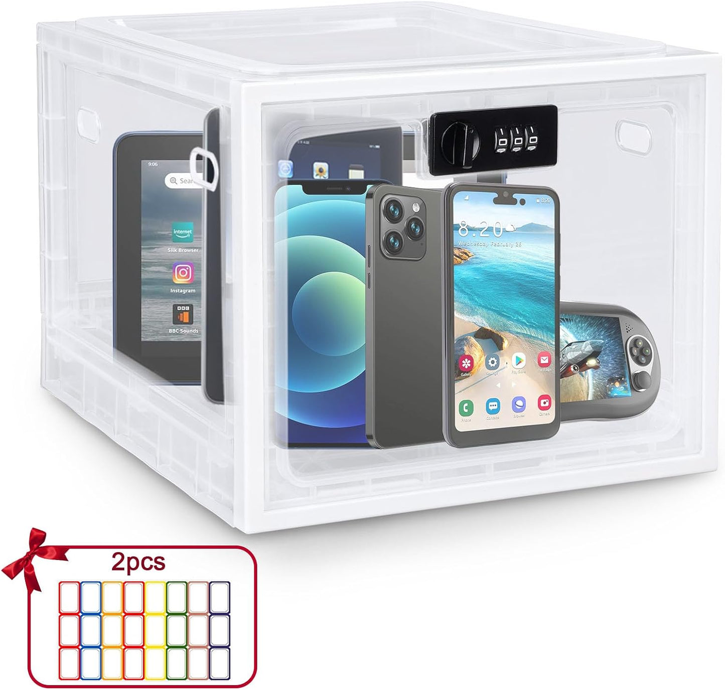 Lalifebuss Combination Lock Boxes for Personal Items, Lockable Storage Box for Office Locker/School/Medicine/Snacks/Phone Jail/Electronic/Home (1 Pack/Black)