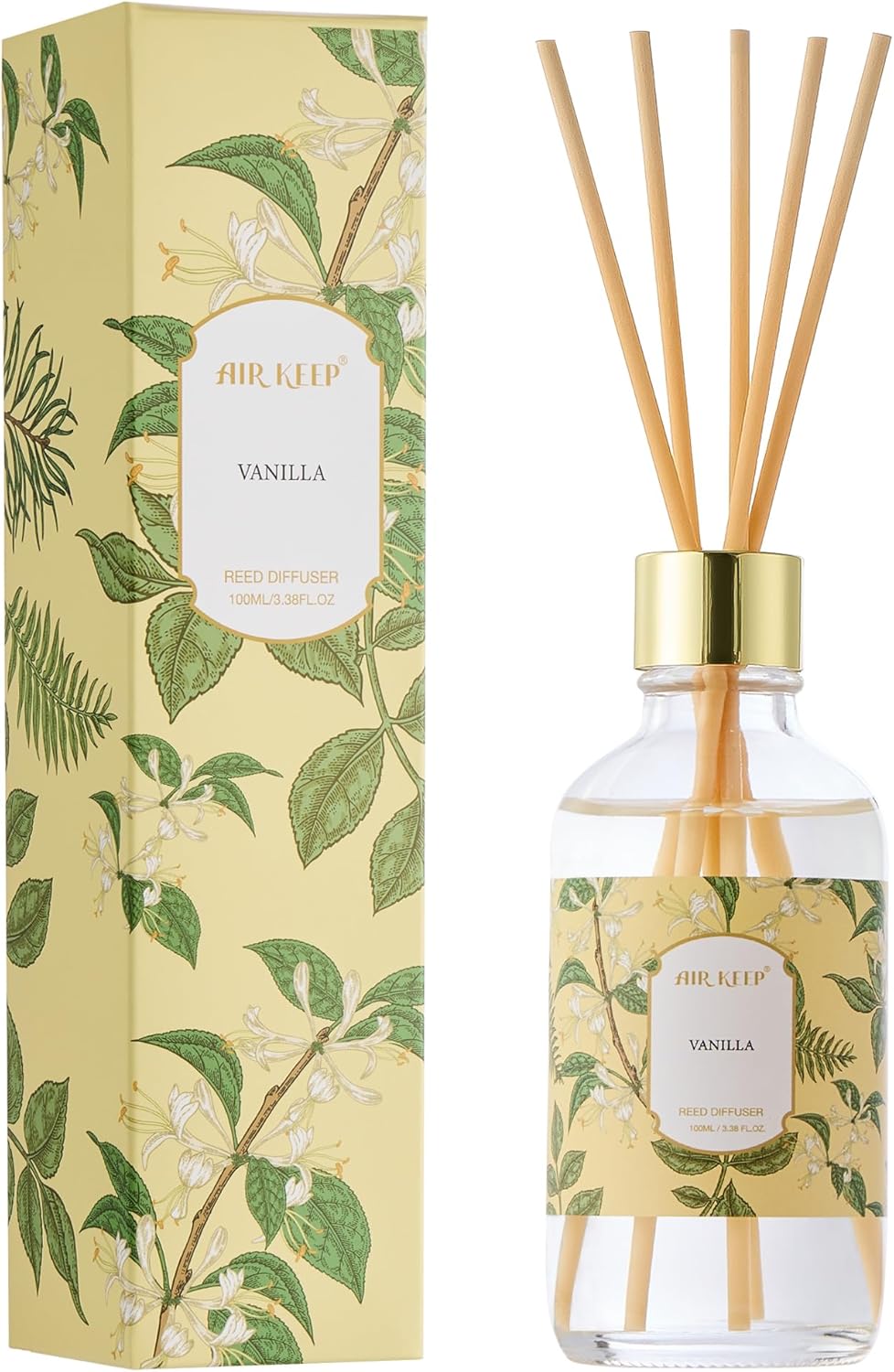 Airkeep Reed Diffuser Oil Set with Reed Sticks,Citrus Aromatherapy Oil Scent Diffuser for Home Office Bathroom Decoration Perfume and Gifts 3.38oz/100ml