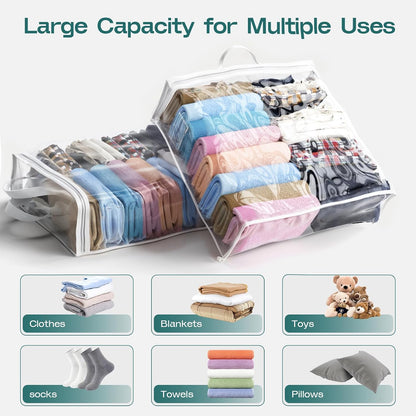 Hopack Under Bed Storage Bags Organizer, 22L Clear Storage Bags, Bags Organizer Clear Zipper Containers Bedroom, Storage Bag for Sweater, Clothes, Shoe Toy, Blanket, Sheet (Black)