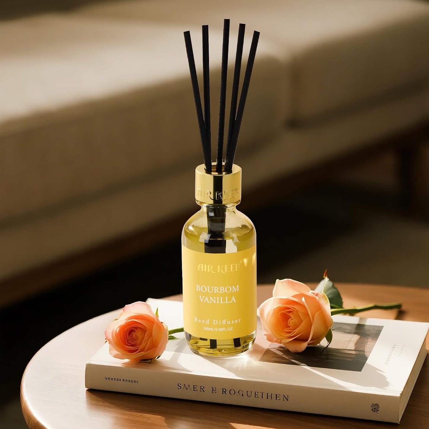 Airkeep Reed Diffuser Oil Set with Reed Sticks,Citrus Aromatherapy Oil Scent Diffuser for Home Office Bathroom Decoration Perfume and Gifts 3.38oz/100ml