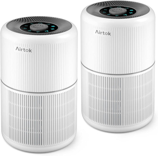 2 Pack Air Purifier for Home Bedroom with H13 True HEPA Filter for Smoke, Smokers, Dust, Odors, Pollen, Pet Dander | Quiet 99.9% Removal to 0.1 Microns | White Available for California