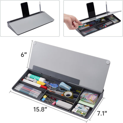 TSJ OFFICE Whiteboard Weekly Dry-Erase-Board - Desktop White Board Calendar Desk Organizers with Accessories Computer Keyboard Stand with Drawer, for Office, Home, School Supplies - White Calendar