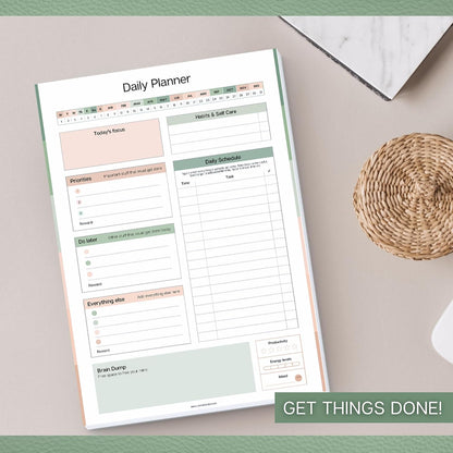 ADHD Daily Planner Notepad for Neurodivergent Adults - Productivity Daily Planner Desk Pad & Task Management to Stay Organized and Focused Note Pad (Rainbow, A4 Portrait)