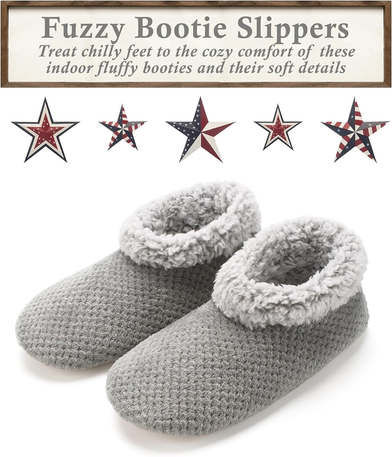 Cozylook Fuzzy Slippers for Women Indoor Soft Sole Slipper Socks with Non Slip Grippers Warm Fluffy