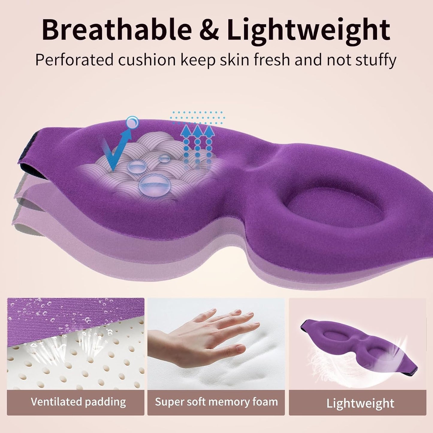 NEWVANGA Sleep Mask for Back and Side Sleeper, Block Out Light, Luxury Sleeping Eye Mask of 3D Night Blindfold, Zero Pressure Breathable Travel Eye Cover Black