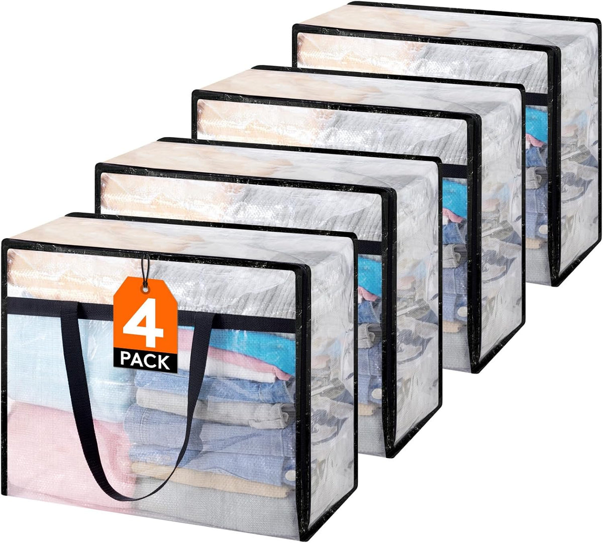 Lifewit Clear Storage Bags, 45L Clothes Organizer with Zipper