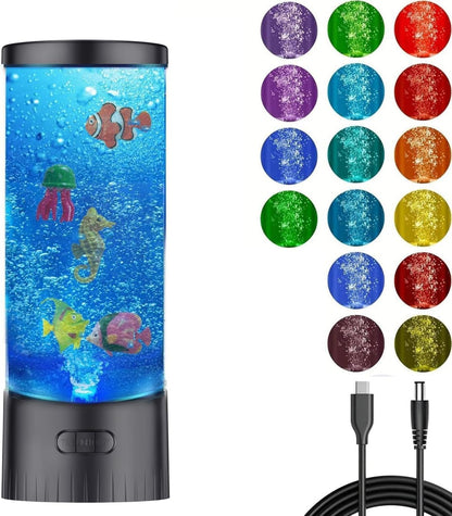 COLORLIFE Sensory Bubble Tube Table Lamp – Extra Large 5.5-Inch Diameter, Calming Aquarium Effect with Lifelike Fish, Ideal Gift for Autism & Anxiety Relief, Kids Room, Sensory Room, Bedroom, Office