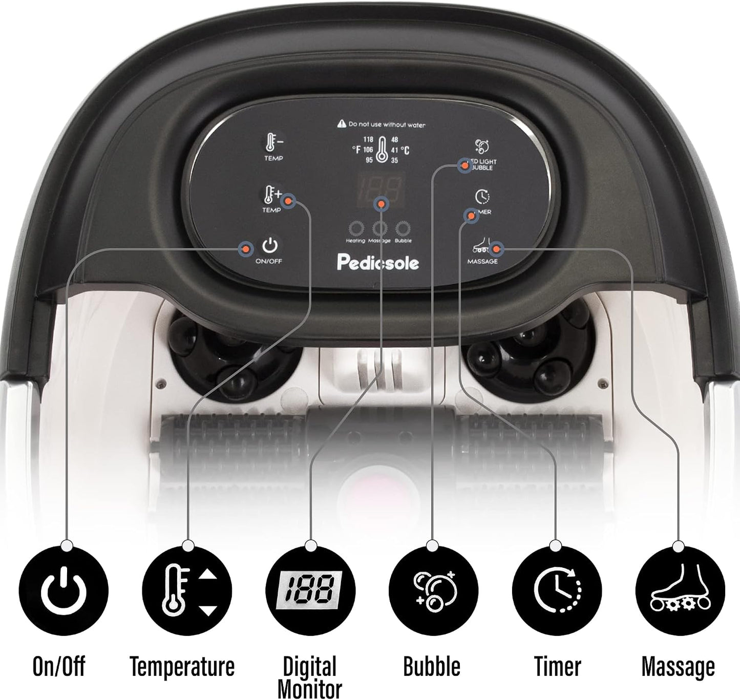 Luxury All in One Foot Spa - Motorized and Heated Foot Spa - Enjoy The Same Pedicure Foot Spa at Home Heat, Bubble Jets, Pedicure Stone, Motorized Massage Roller to Relieve Feet Stress