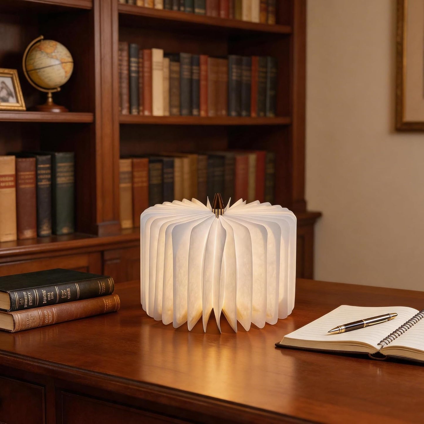 4.7 Inch Wooden Book Lamp, Book Lovers Gifts,Teacher Appreciation Gifts for Women, Folding Book Light, LED Ambient Lighting, Magnetic Mood Lighting for Home&Library Decor (Walnut)