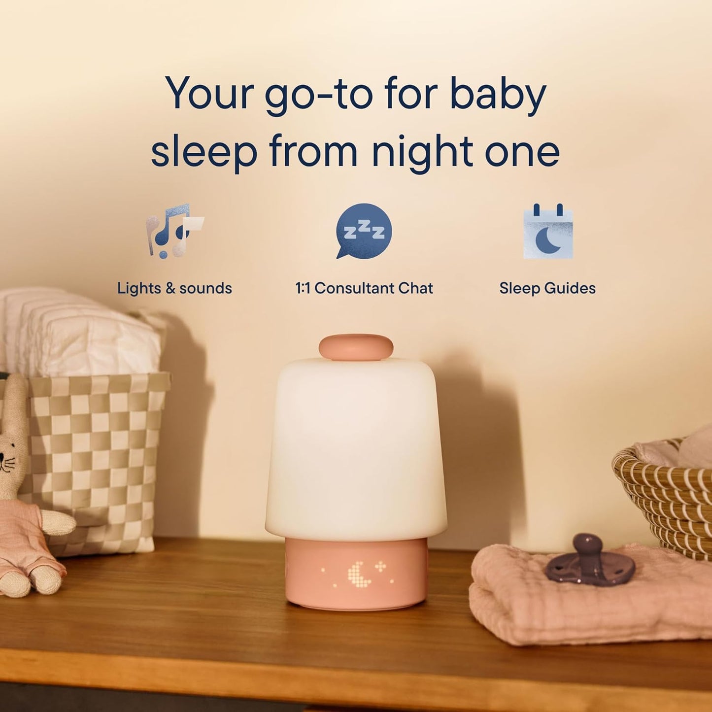 Hatch Baby Sound Machine, Night Light | Hatch Baby | Sleep Support | Registry Essential, Routine Builder, Time-to-Rise Alarm Clock, White Noise, Nursery Stories, Toddler Kids (Wi-Fi) (Putty)