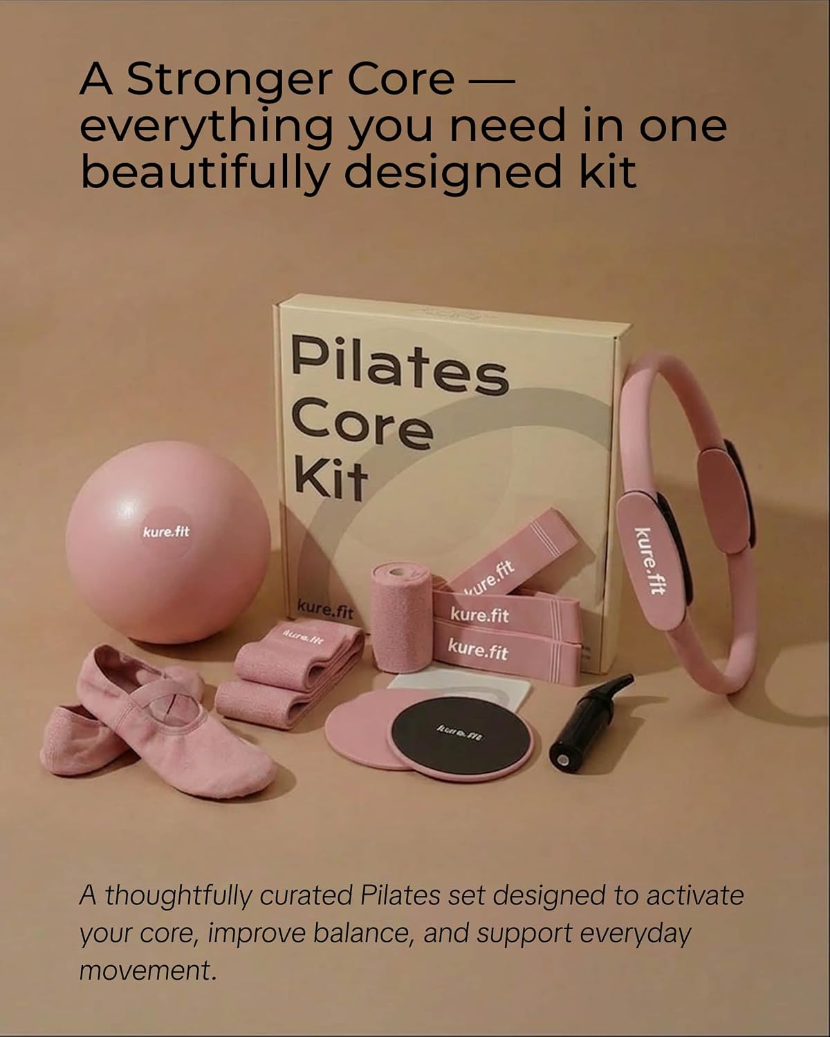 Pilates Kit for Women – Home Pilates Equipment Set with Ring, Ball & Resistance Bands | Pilates Starter Kit with Accessories in Gift Box