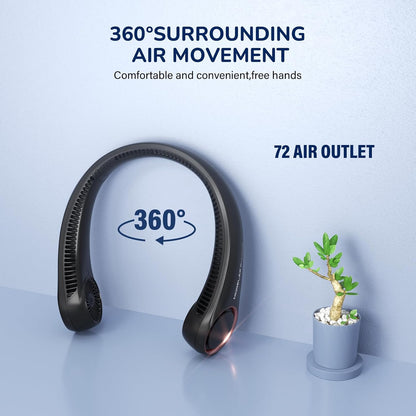 Morelax Neck Fan, USB Rechargeable Personal Fan,Hand Free Bladeless Portable Fans,4000 mAh, 3 Speeds,72 Air Faster softer 360° Cooling, Ultra Quiet,Gift Suitable for Home, Office, Travel, Sports