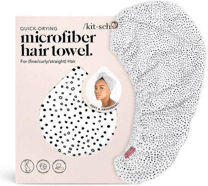 Kitsch Microfiber Hair Towel Wrap for Women – Ultra Absorbent Microfiber Bath Towels for Wet, Curly, Long or Short Hair – Anti-Frizz Hair Wrap, Great Hair Products Gift for Women – Pink