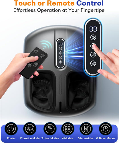 PACOVY Shiatsu Feet Massager, Foot Massager with Heat, Deep Kneading, Vibration and Air Compression for Plantar Fasciitis, 2 Heat Levels, Birthday Gifts for Women Mom Dad