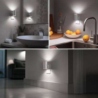 Briignite Night Lights Plug into Wall, Modern LED Night Light Plug in, Dusk to Dawn Sensor,Amber Night Light 0-100LM Adjustable Brightness, Dimmable NightLight for Hallway, Bedroom, Stairway, 2 Pack