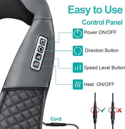 Medcursor Neck Massager with Heat - Deep Tissue Pain Relief, Rechargeable Shiatsu Neck and Shoulder Massager, Ideal Choice for Men, Women, Mom & Dad