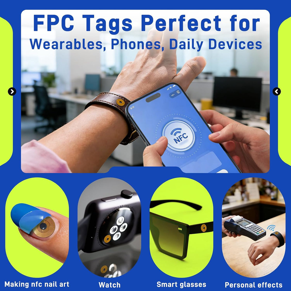 NFC Tags NTAG215 FPC Tag Stickers, Flexible Smart Nail Electronic Tags NFC Key Tag Waterproof Programmable RFID Sticker 10mm Round