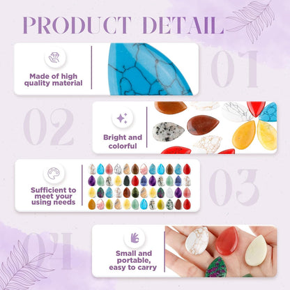 Nuenen 50 Pcs Worry Stones for Anxiety Teardrop Crystal Bulk Waterdrop Gemstone Thumb Healing Stress Pocket Stone Teardrop Pendants Bulk for Valentines Gift Meditation(Fresh,0.94 x 0.63 x 0.24 Inch)