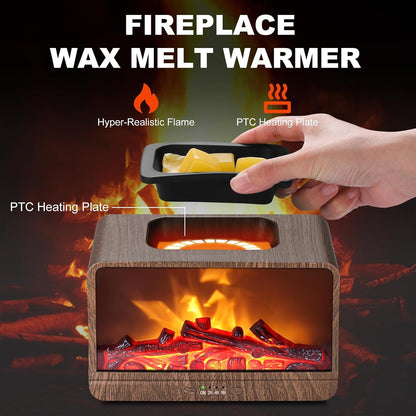 Flame Fireplace Wax Melt Warmer,Scentsy Wax Warmer with Timer, Electric Wax Warmer for Scented Wax with PTC Heating Plate, Wax Burner for Women Gifts & Home Decor(Black)