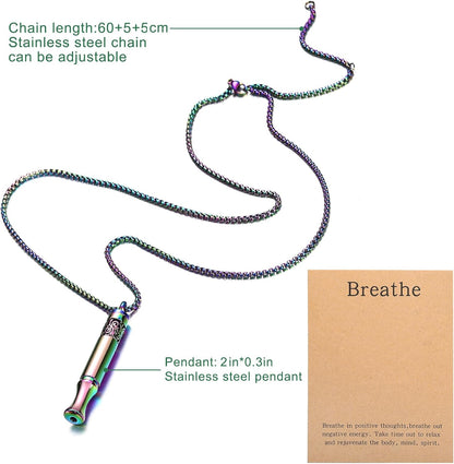 Quit Smoking Aid Necklace Stainless Steel Aromatherapy Diffuser (Rainbow)