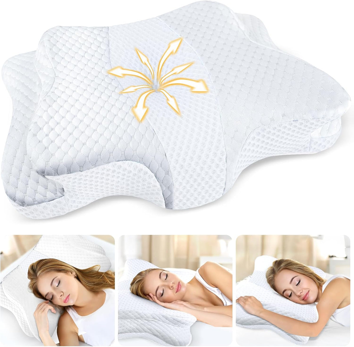 CHxxy Cervical Neck Pillow for Pain Relief Sleeping, Memory Foam Pillows