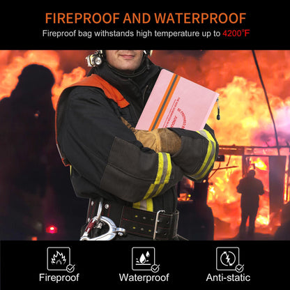 JUNDUN Fireproof Document Bags,14.2”x 10.0”Waterproof Fireproof