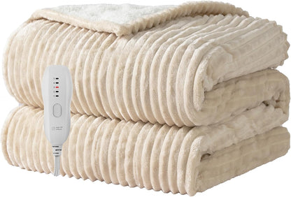 Texciting Heated Blanket Electric Blanket Throw 50''X60''-Heating Throw with 9 Heat Settings-2-10 Hours Auto Off,ETL Certified,Machine Washable (Green)