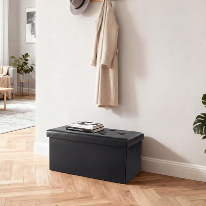 DUMOS 43 Inch Folding Storage Ottoman Bench, Large Hidden Storage Chest with Thicker Foam Padded Seat, End of Bed Foot Rest Stool for Bedroom Living Room Entryway, Load 660 lbs, Grey