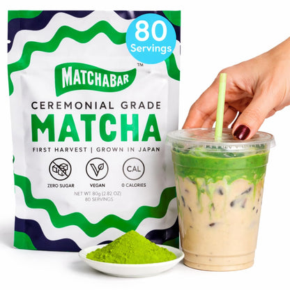 Matchabar Matcha Powder (30g) - Ceremonial Grade Authentic Japanese Matcha Green Tea - Matcha Green Tea Harvested in Japan - Matcha Tea Powder Latte - Zero Sugar, Vegan & 0 Calories