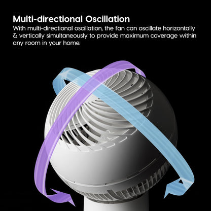 IRIS USA WOOZOO Air Circulator Fan with Remote, Oscillating, 5 Speeds, 82ft Max Air Distance, 90° Adjustable Tilt, 30db Quiet Motor, Small Fan for Bedroom, Office, Dorm, White