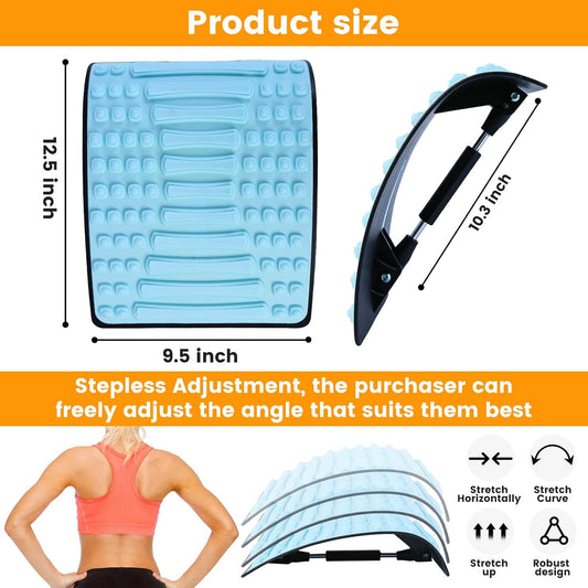 Back Stretcher for Lower Back Pain Relief, Stepless Adjustment & Reinforced Metal Support, Spine Decompressor and Posture Corrector for Herniated Disc, Sciatica, Scoliosis - Back Cracker