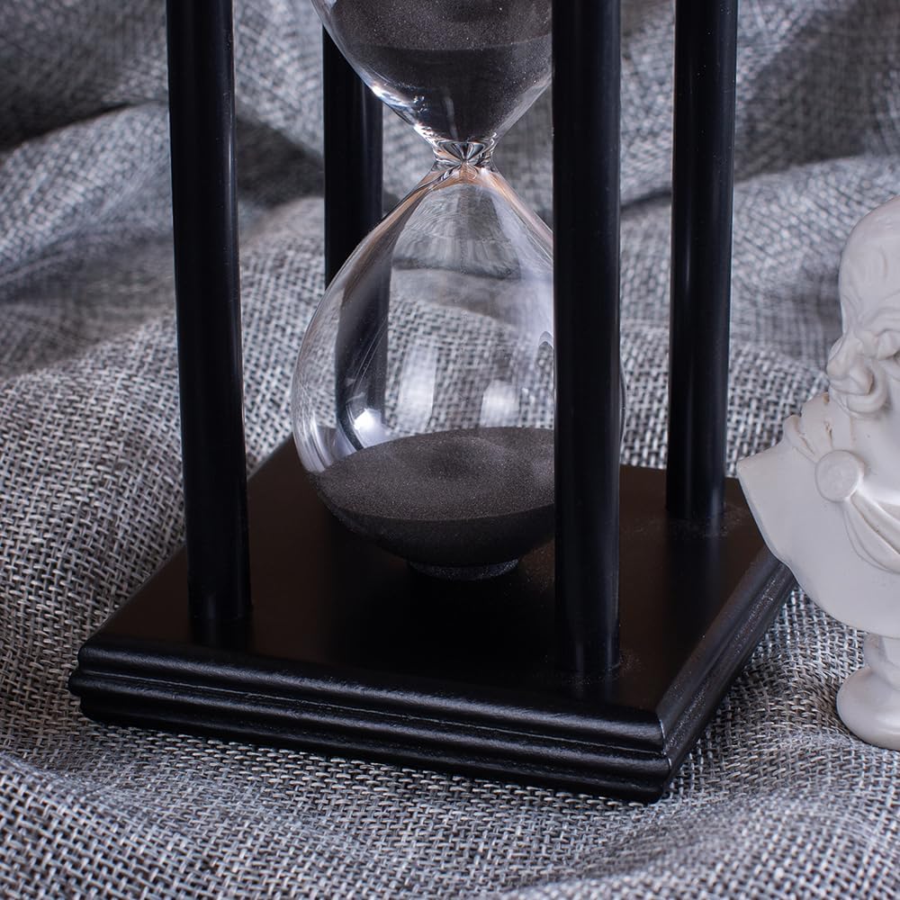 BELLAWARE Hourglass Timer with Red Sand, 60 Minute Wooden Sand Timer | Creative Handcraft Decoration