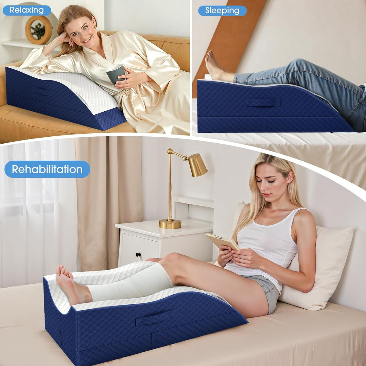 TranquilRelax Leg Elevation Pillows for After Surgery, Wedge Pillow, Grey