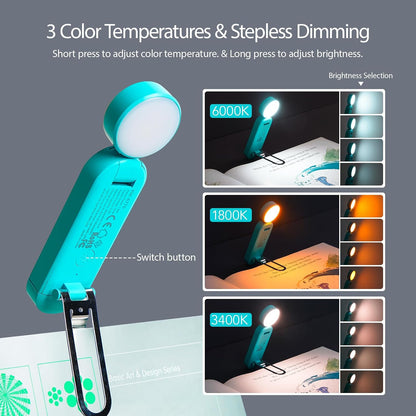VAVOFO USB Rechargeable Book Light, Blue Light Blocking, Amber Clip-On Bookmark Shaped Reading Light, Eye Care 6 LEDs With 9 Lighting Modes for Bookworms (Grey)