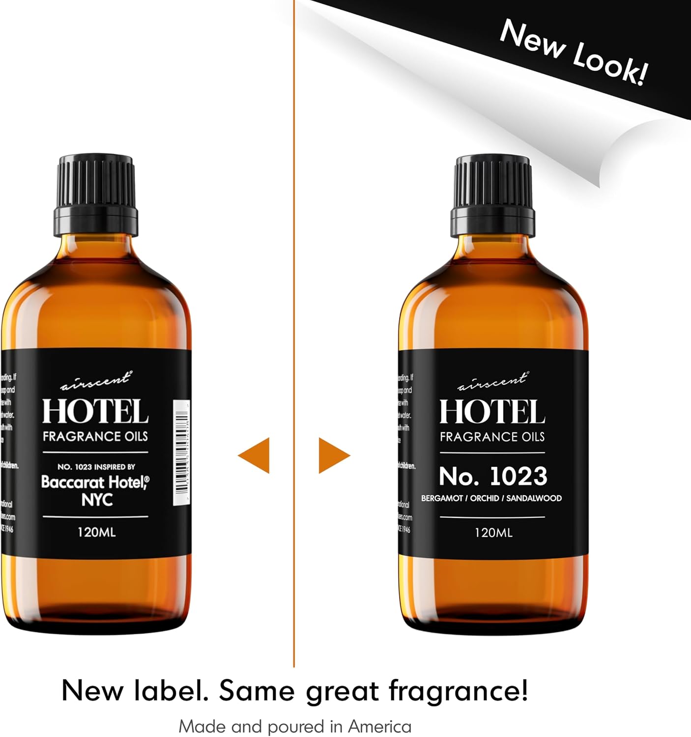AirScent Hotel Diffuser Oil No. 1023 - Baccarat Hotel Inspired - 120 mL | Bergamot Orchid Sandalwood - Premium Fragrance Oil for Ultrasonic and Waterless Diffusers and Crafting - 4 fl oz Bottle
