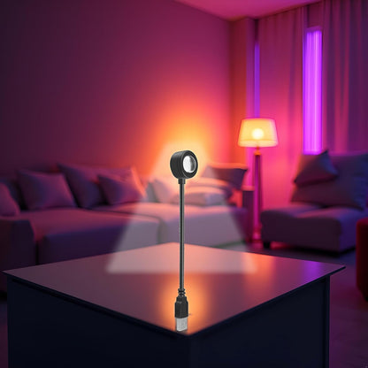 1pc LED Sunset Ambient Lamp Night Light,USB Warm Ambient Light,Projector Birthday Party Decoration Portable Mood Light for Bedroom Living,Lighting and Ceiling Fans