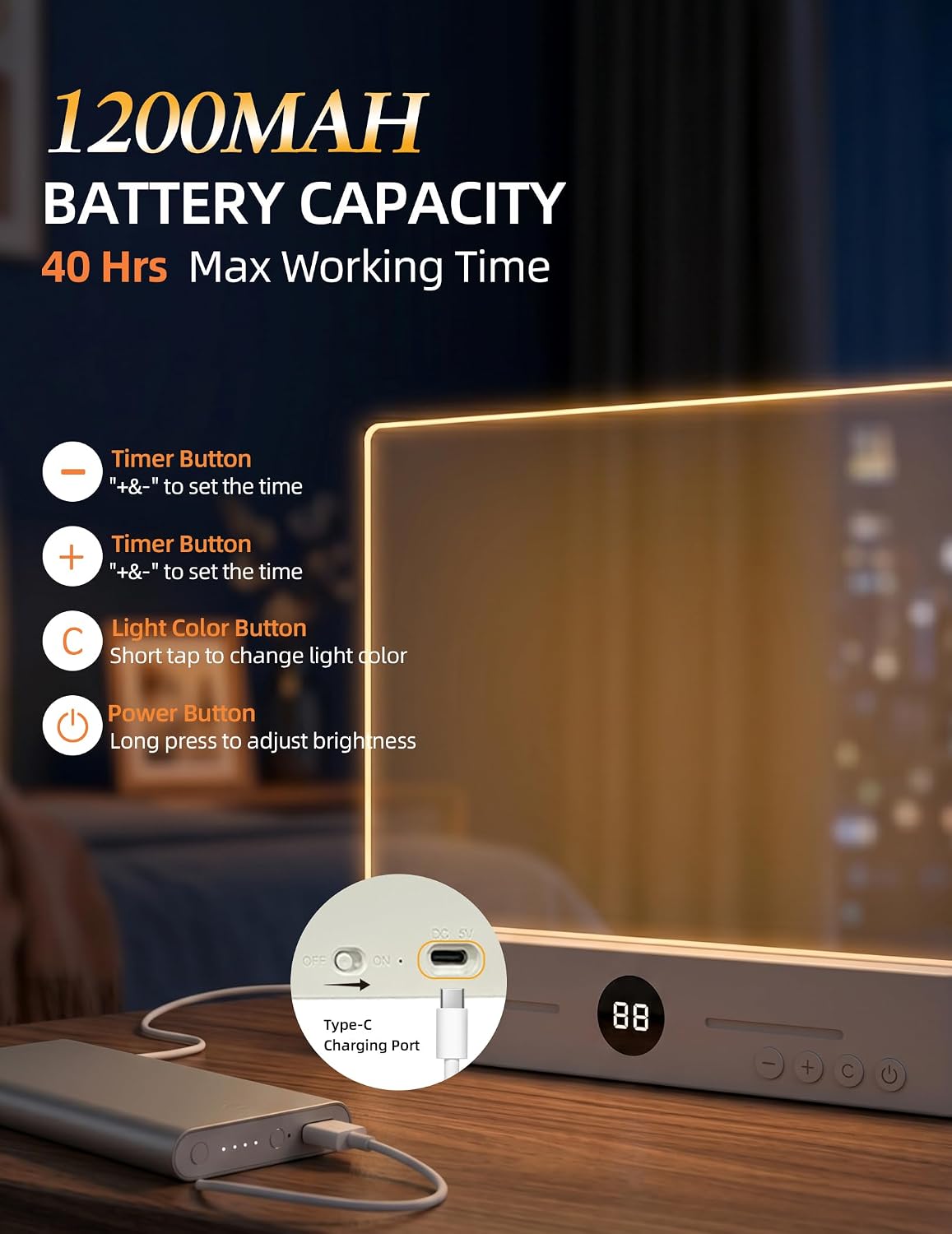 Book Page Light for Reading at Night, Flat Book Light with 3 Colors, Stepless Dimming, 1-99 Min Timer, 1200mAh Rechargeable Page Lamp with 8 Magnetic Bookmarks for Bedside Reading, Travel, Book Lovers