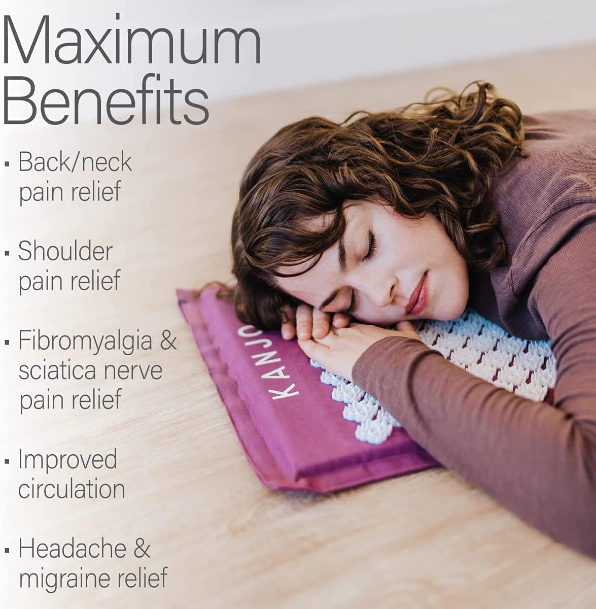 Kanjo Acupressure Mat and Pillow Set for Back Pain Relief & Neck Pain Relief, with Pressure Points for Muscle Pain Relief with Travel Bag - Black XL