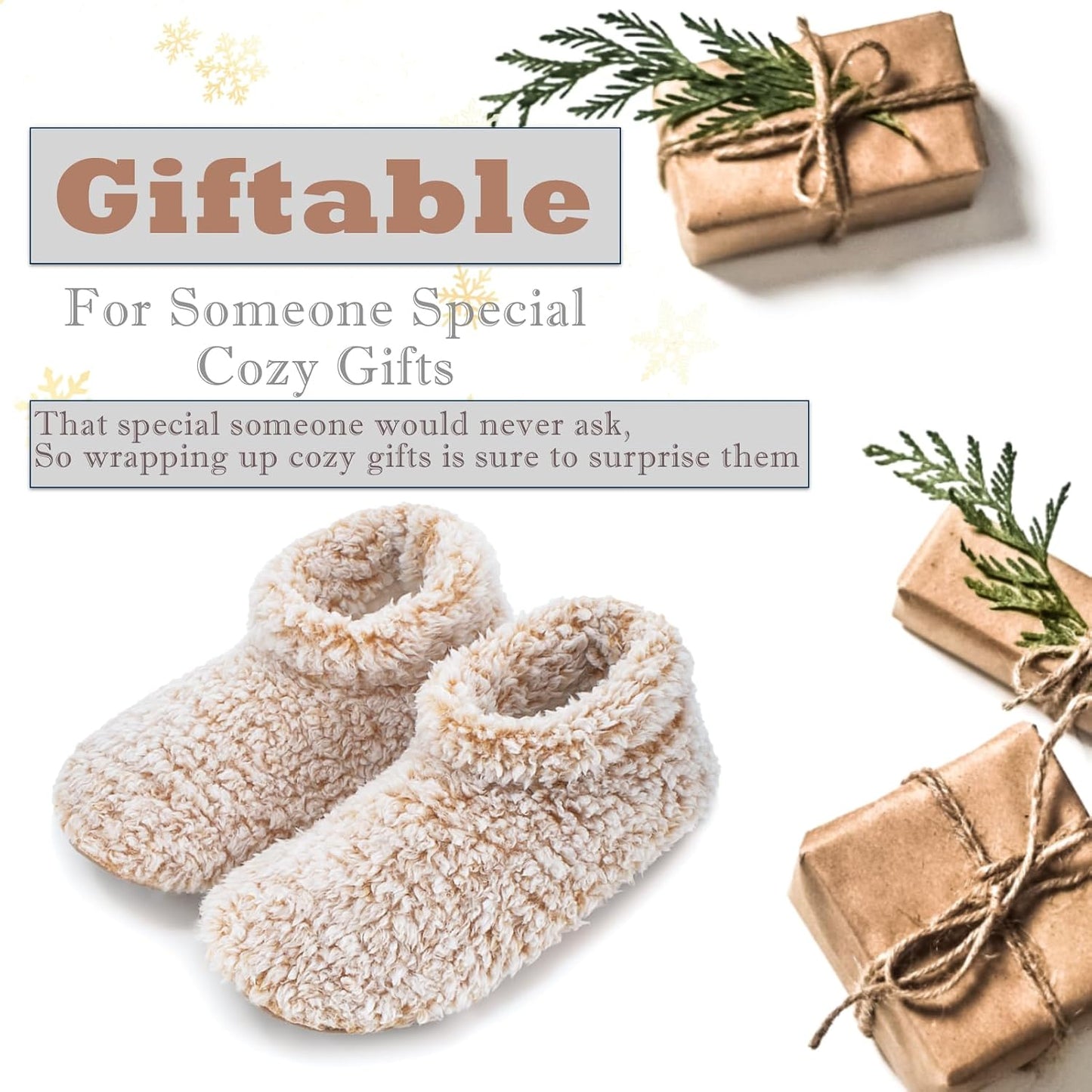 Cozylook Fuzzy Slippers for Women Indoor Soft Sole Slipper Socks with Non Slip Grippers Warm Fluffy