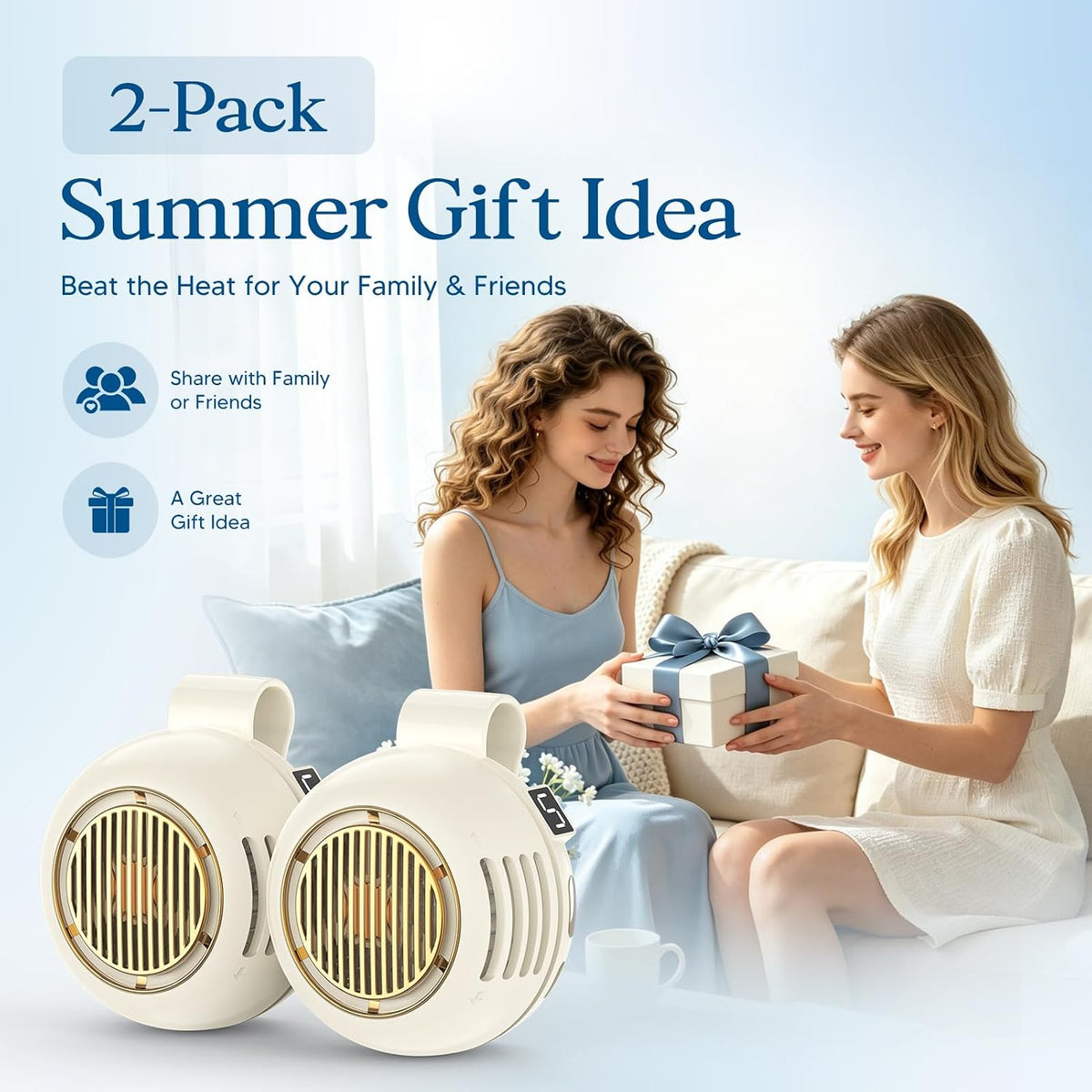2Pack Portable Clip-On Fan for Shirt, 2.8 oz Lightweight Palm-Size Mini Fan