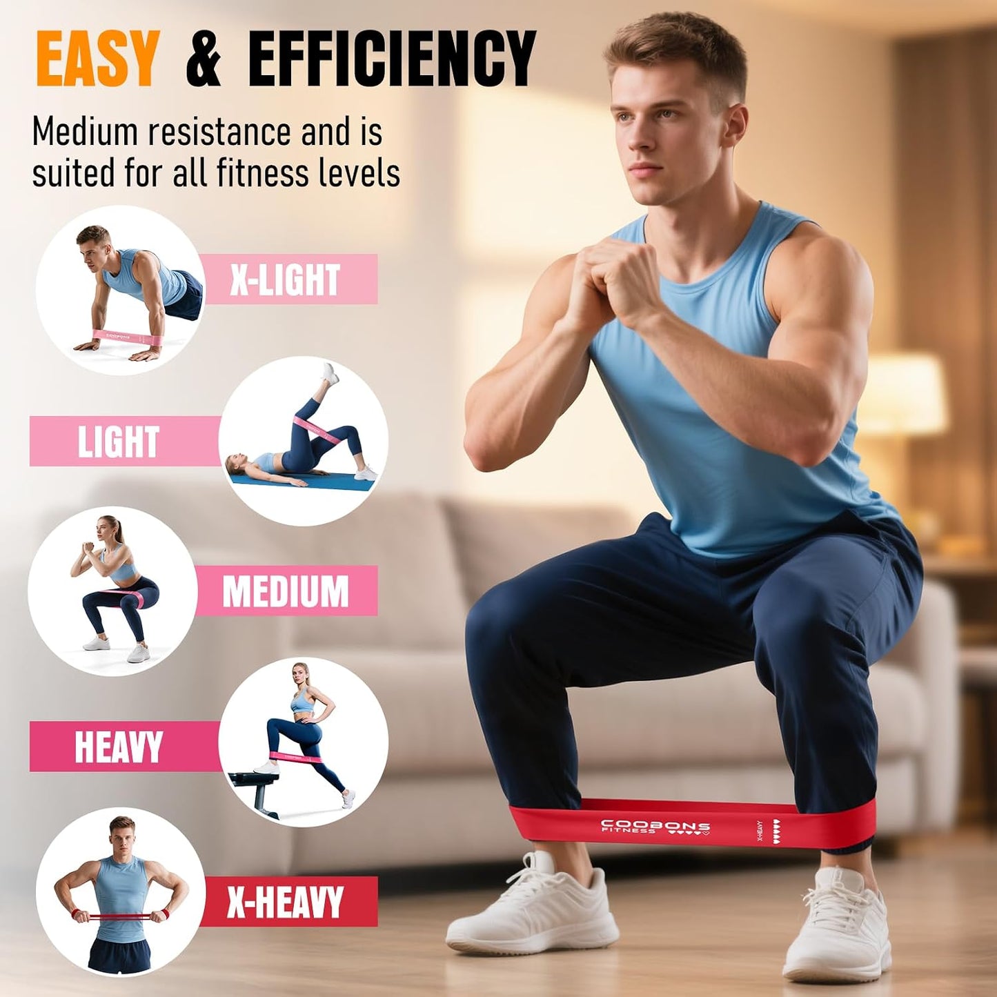 Resistance Bands for Working Out, Exercise Bands Resistance Bands Set with 5 Resistance Levels, Latex Loop Bands for Women Men, Workout Bands for Legs, Glutes, Strength Training, Yoga, Home Gym
