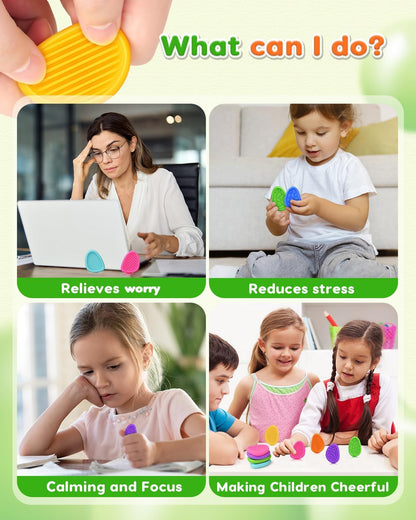 Fidget Toys Sensory Stone for Kids: 24 Pack Textured Worry Stones for Adults - Bulk Fidgets for Classroom Prizes Goodie Bag Stuffers - Quiet ADHD Tools for Autism - Back to School Supplies Gifts