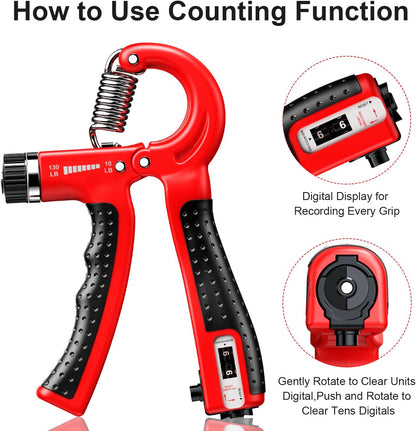 KDG Hand Grip Strengthener 2 Pack Adjustable Resistance 10-130 lbs Forearm Exerciser，Grip Strength Trainer for Muscle Building and Injury Recovery for Athletes