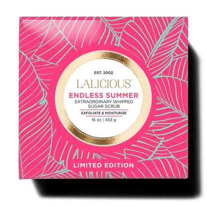 LALICIOUS Endless Summer Exfoliating & Moisturizing Body Scrub | Sugar & Coconut Oil | Pre-Shave Scrub for Ingrown Hairs & Razor Bumps | Gently Buffs & Smooths Sensitive Skin | No Parabens Large 16oz