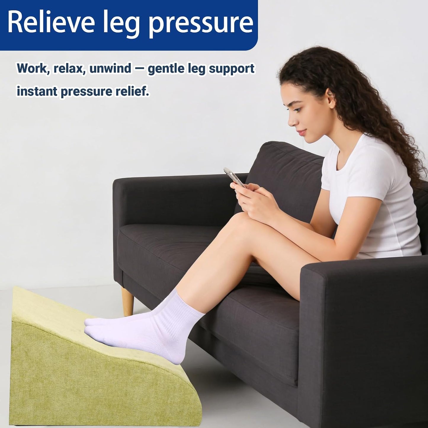 Foot Rest for Under Desk at Work, Ergonomic Under Desk Footrest with Washable Cover for Office, Home & Gaming Leg Elevation Pillow Black