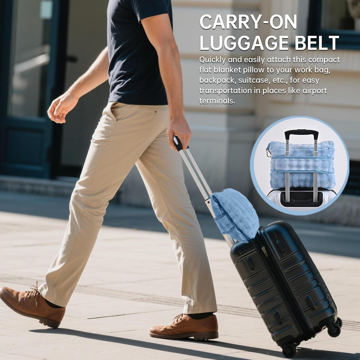 Travel Blanket and Pillow-2-in-1, Ultra-Soft&Compact, Airplane Blanket with Hand Luggage Belt and Backpack Clip,Travelers Accessories Gifts, 61x43 Inches(Pink
