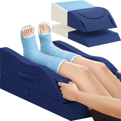 TranquilRelax Elevation Pillows for Leg After Surgery, Memory Foam Adjustable Wedge Pillow for Injury or Rest, Ankle Pillow for Sleeping Blood Circulation, Grey/Single Leg