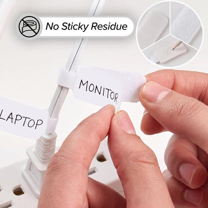 40Pack Cable Labels, Writable White Cord Labels