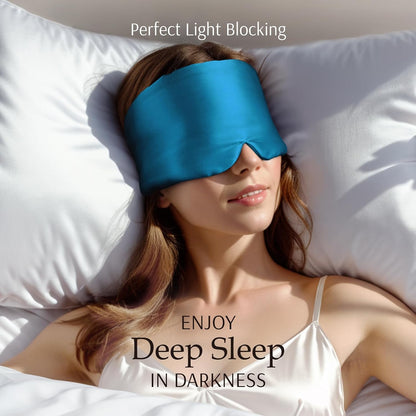 Zenssia 100% Mulberry Silk Sleep Mask Eye Mask for Man and Woman with Adjustable Headband, Full Size Large Sleep Mask & Blindfold for Total Blackout for All Night Sleep, Travel & Nap- Black